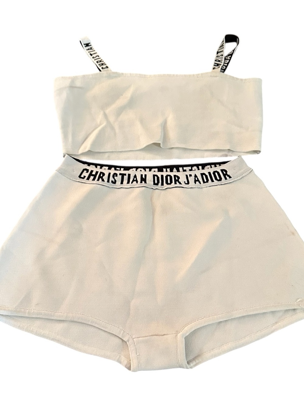 Christian Dior bralette and bottoms set, innerwear, logo, white, tube top, M...